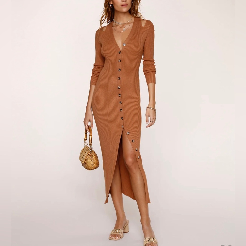 Heartloom Marija Midi Button Down Ribbed Knit Dress Cardigan